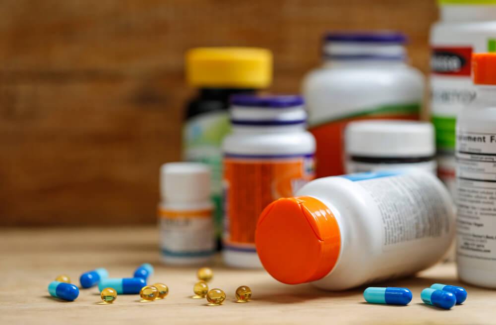 Vitamins and supplements on a table