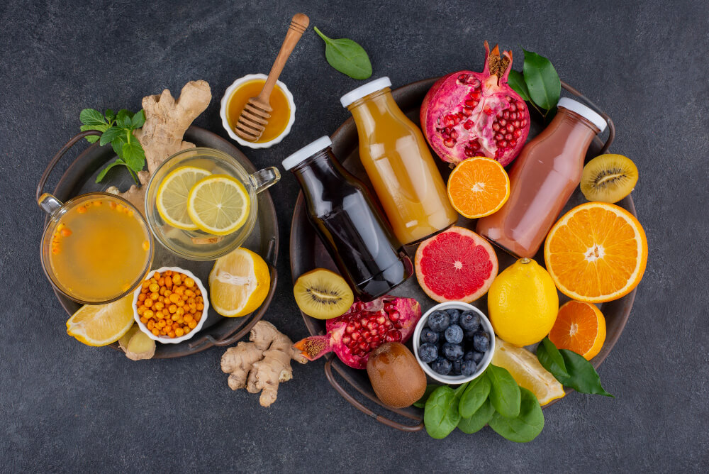 Healthy foods on a platter