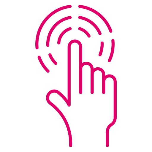 Icon of a finger on wireless connection