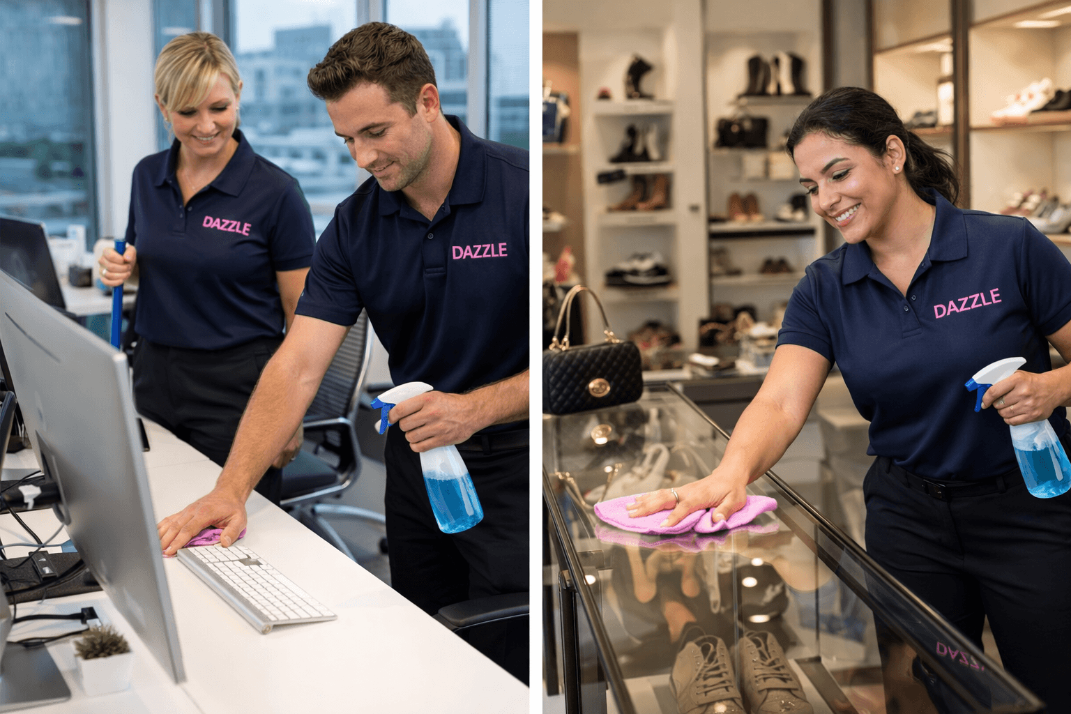 Dazzle staff bust in a london based office cleaning desks and cabinets